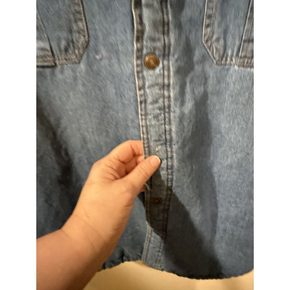 Lee Mens Sherpa-Lined Denim Jacket XL Blue Button-Up Western Style - Picture 2 of 5